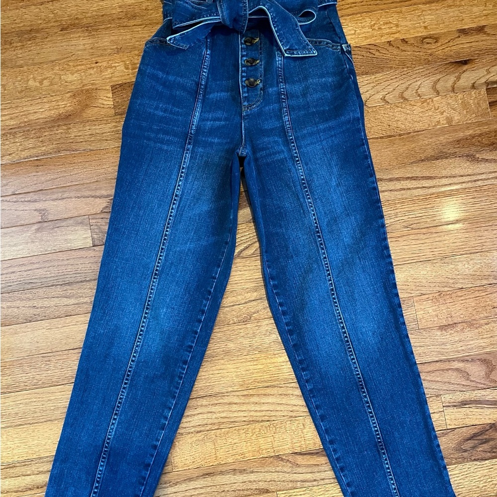 Boden High Rise Dark Blue Jeans with Tie Belt